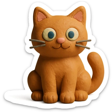 cute cat sitting in claymation style sticker