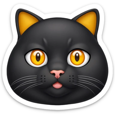 Un gato negro gordito con los ojos de color amarillos sentado sticker