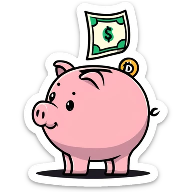 piggy bank with dollar sign sticker