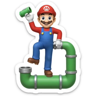 Mario se tient sur un tuyau de Mario Bros sticker