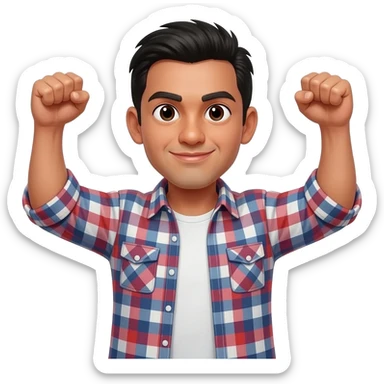 Mexican cholo wearing a fannel with elbows up and fists inwards together sticker