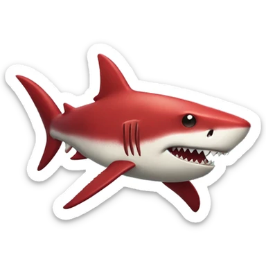 Red brutal badass shark sticker