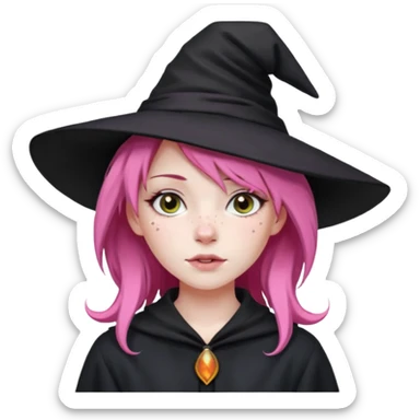 A witch with a pink hair sticker