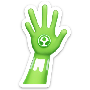 Omnitrix asain, explaining with hand, side looking sticker