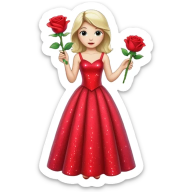 Aurora princess, standing pose, holding a rose, sparkling dress sticker