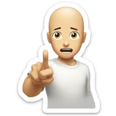 Saitama amazed reaction and hand pointing at right sticker