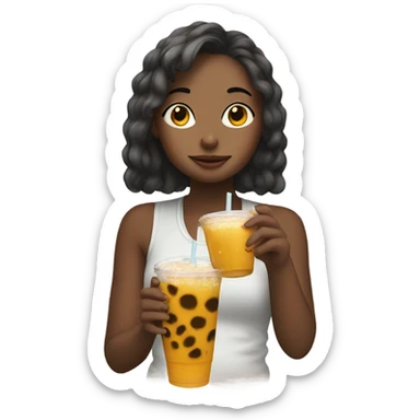 girl drinking boba sticker