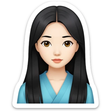 pretty asian women with long straight hair sticker