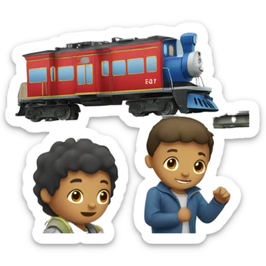 Train with two boys sticker