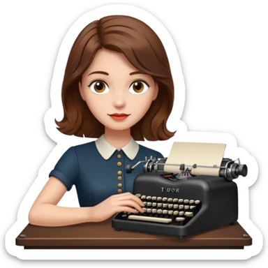 woman with vintage typewriter sticker