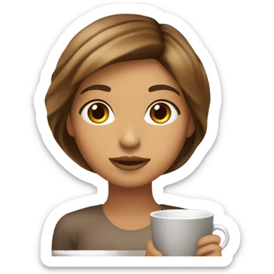 Chica de pelo corto café bebiendo un té sticker
