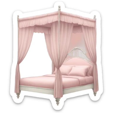 vintage pale pink fancy canopy bed sticker