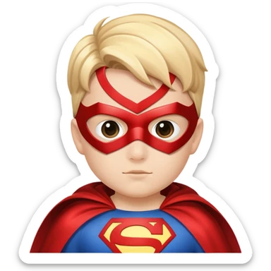 kid superhero with cape and mask sticker