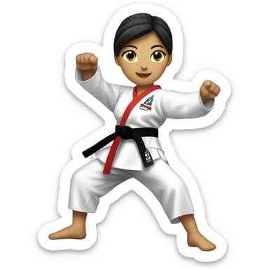 taekwondo blue belt female roundhouse kick sticker