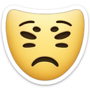 Sad emoji wearing a happy mask sticker