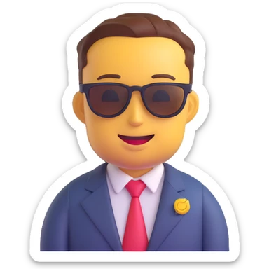 Elon Musk emoji with sunglasses, confident grin sticker
