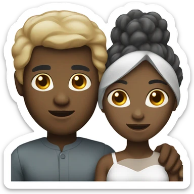 Black woman and white man couple emoji sticker