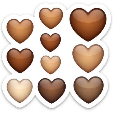 Neutral brown hearts from light to dark individual sticker