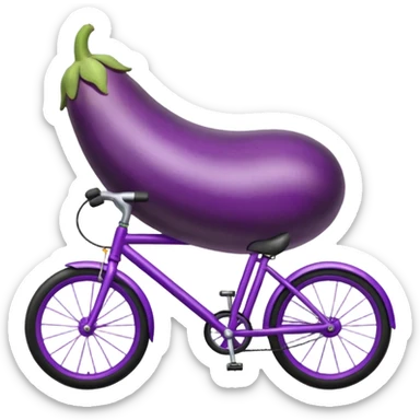 A eggplant on a bike  sticker