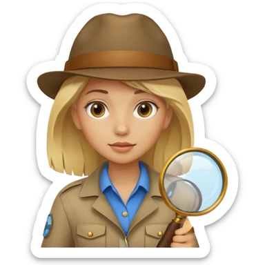 a young female explorer with magnifying glass sticker
