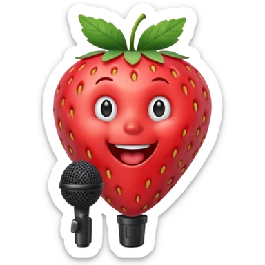 Singing Strawberry who is singing to a mic sticker