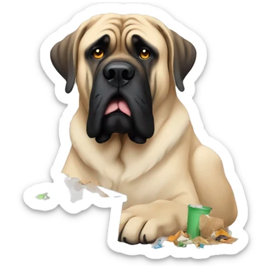 English mastiff eating trash  sticker