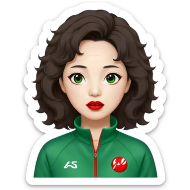 Han Mi-nyeo : Age: Late 60s
Appearance: A middle-aged woman with wrinkles, frizzy, messy dark brown hair and dramatic red lipstick.
Outfit: Green player tracksuit sticker