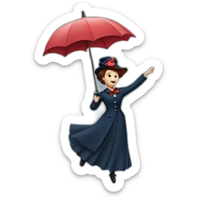 Mary poppins flying with her umbrella sticker