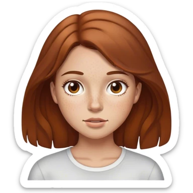 Girl with brown hair and freckles  sticker