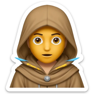 Jedi wearing hood emoji eyes covered by hood sticker