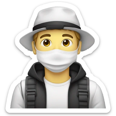 Un voleur avec des rayures blanche et noir un sac de banque sur l’épaule et un masque sur les yeux sticker