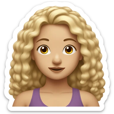 blonde, brown eyes, wavy hair girl yoga sticker