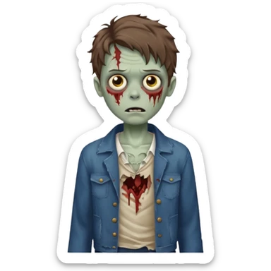 zombie boy with wavy brown hair sticker