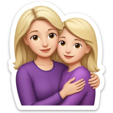 Abrazo de apoyo de madre e hija sticker