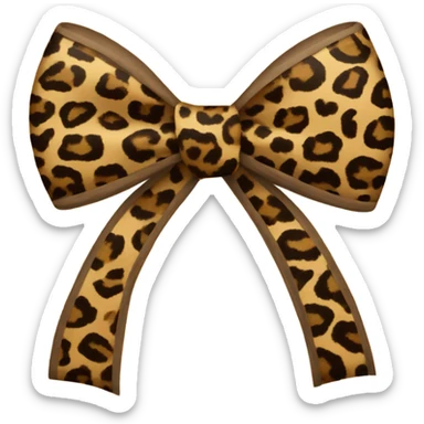 Create a bow emoji with leopard print  sticker
