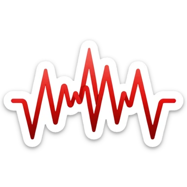 Eye-catching logo for MedSignal, red pulse cutting through geometric forms forming the letters ‘AI’, glowing red highlights with smooth, modern lines, clean white background, powerful and memorable for a tech-forward healthcare brand sticker