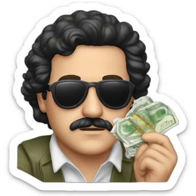 pablo escobar avec drapeau de la colombie des billets d'argent et des filles sticker