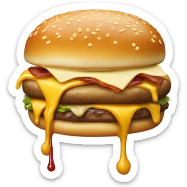 A bacon cheeseburger with drippy cheese sticker