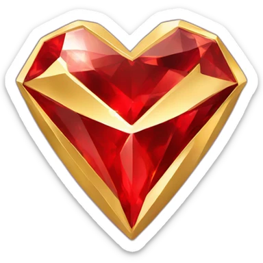 Gold and red diamond heart jewel sticker