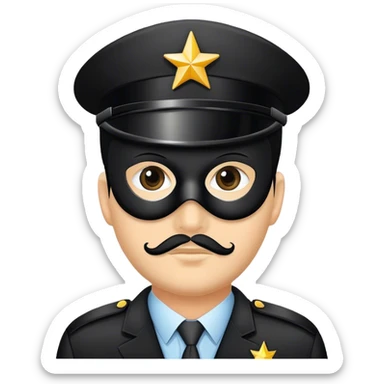 Security guard mask, black, with a sta sticker