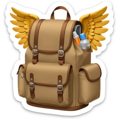 hiking backpack with wings sticker