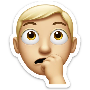 Blushing side eye emoji with hand covering mouth sticker