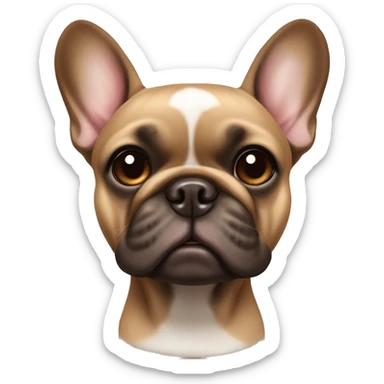 French bulldog brown color with brown eyes one ear standing the other down sticker