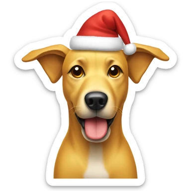 yellow dog with xmas hat on sticker