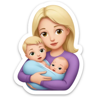 Mom holding newborn sticker