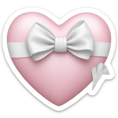 Pastel pink heart with white bow sticker