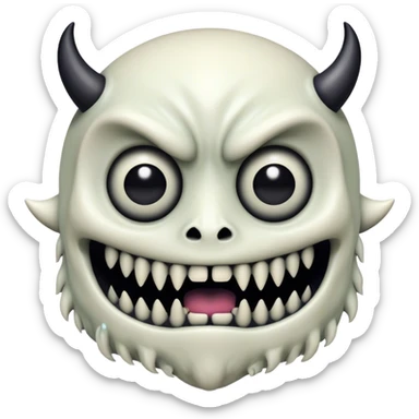 Analog 4d measurement demon horror glitched monster with black eyes no pupil  sticker