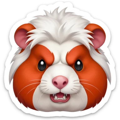 red demon guinea pig with sharp teeth sticker