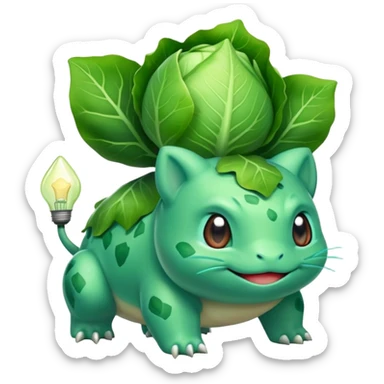 Bulbasaur with a green cabbage-like bulb on back  sticker