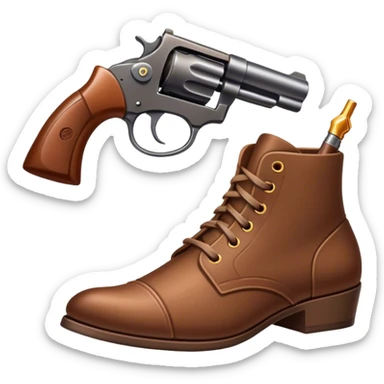 a gun shooting a shoe sticker